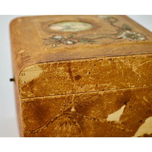 Antique Victorian Men's Cuff & Collar Stay Box Leather Covered Wood - Picture 9 of 16